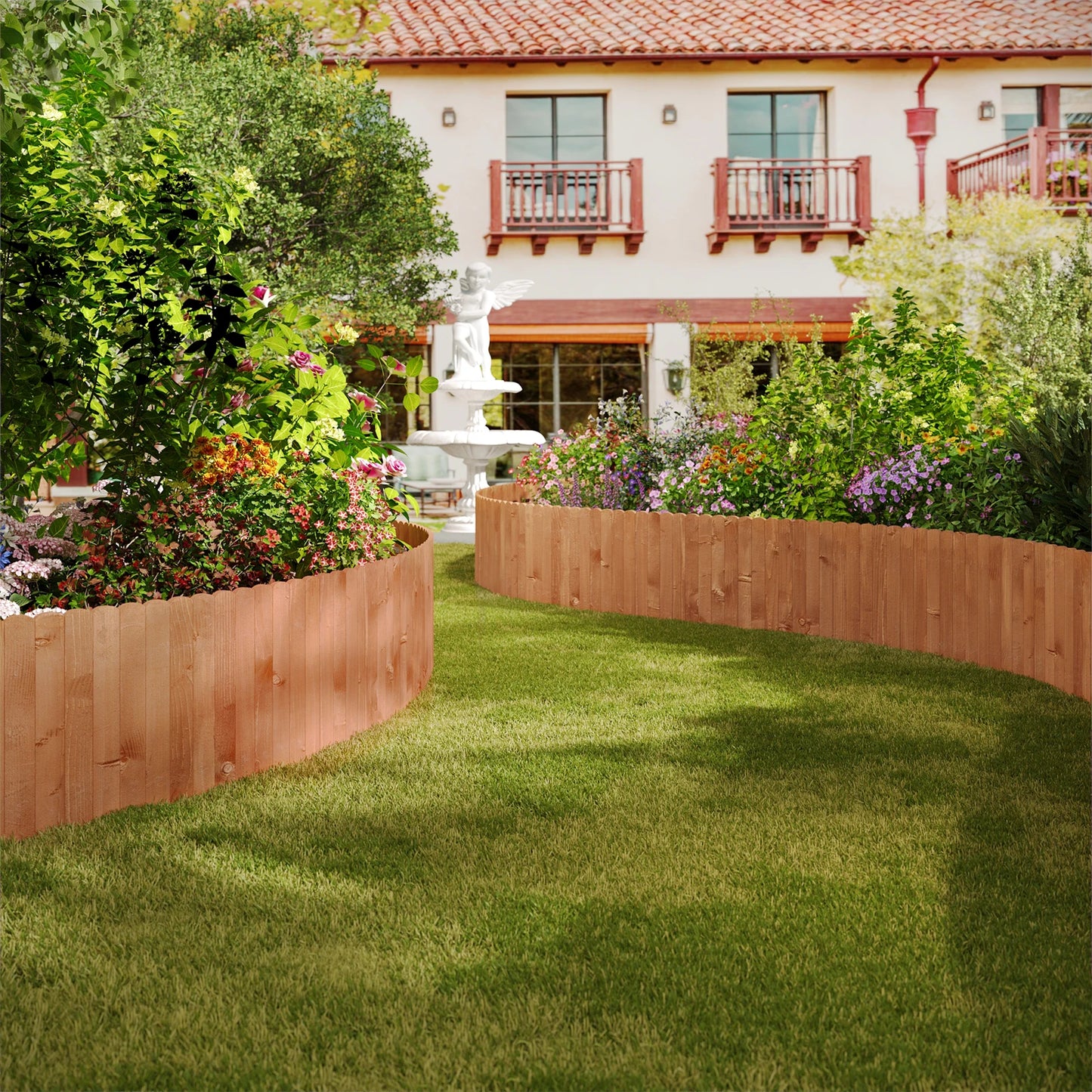 WOLTU 20/35/45/60cm Garden Grass Lawn Edge Wood Flexible Lawn Edging Border Garden Fence for Outdoor Landscape Garden Decoration