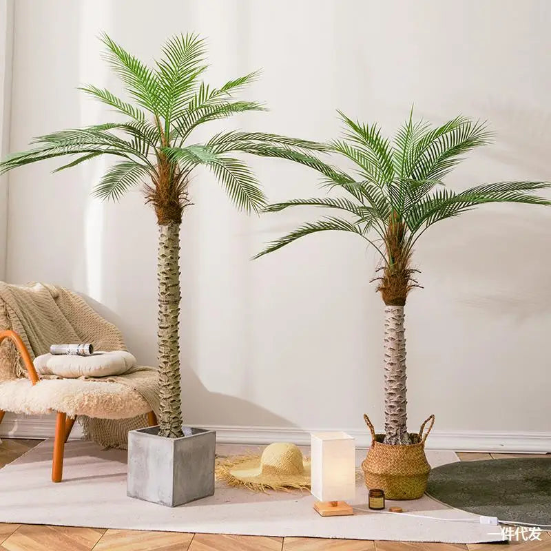 Árbol de coco Artificial de 150/180cm/210cm, plantas verdes grandes, palmera, bonsái, decoración para el hogar, oficina, piso en maceta
