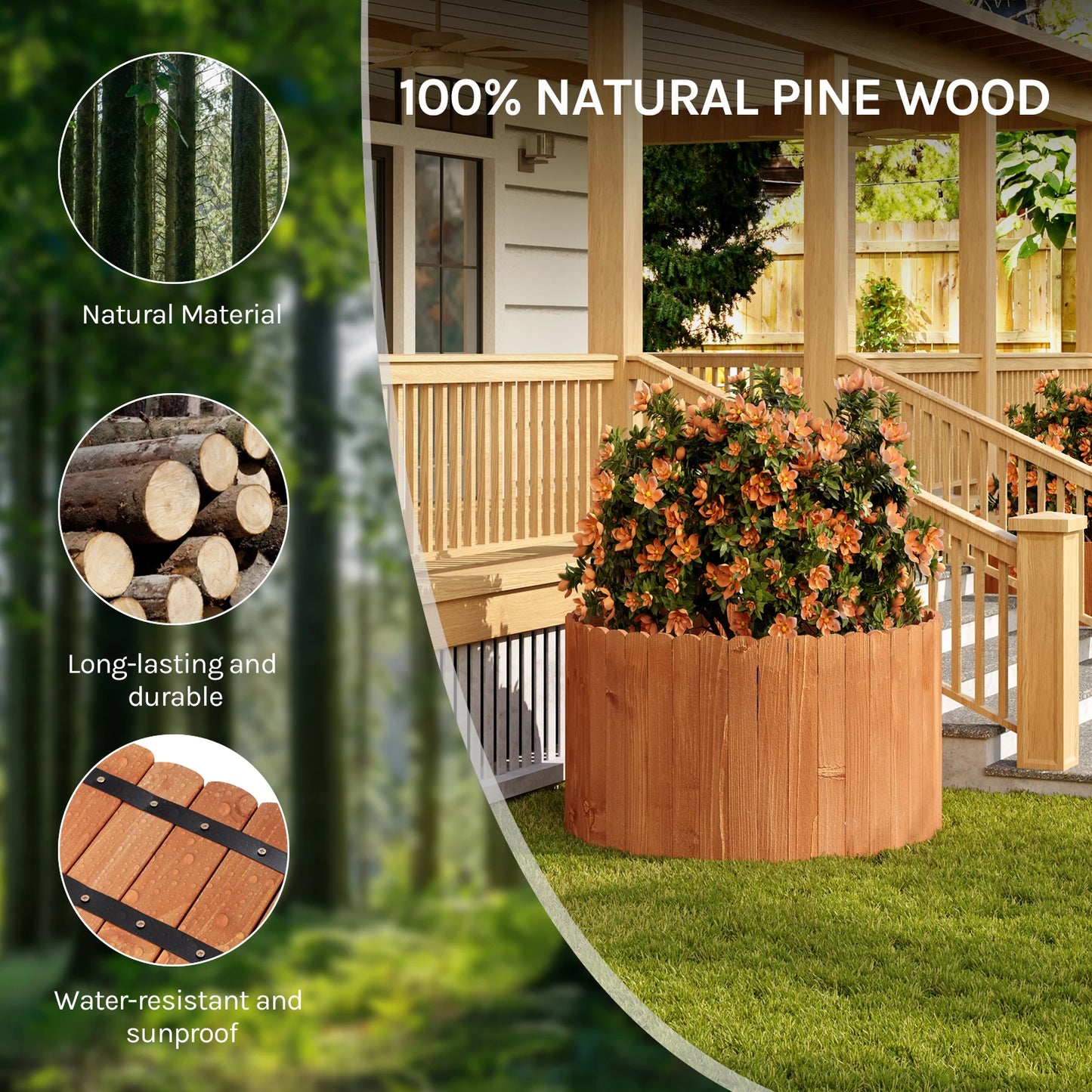 WOLTU 20/35/45/60cm Garden Grass Lawn Edge Wood Flexible Lawn Edging Border Garden Fence for Outdoor Landscape Garden Decoration