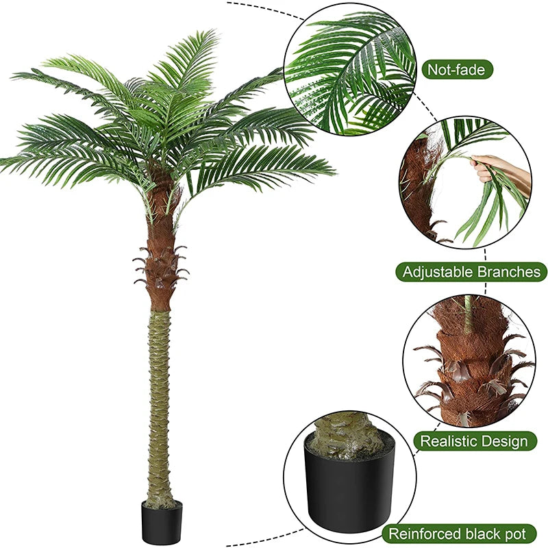 Árbol de coco Artificial de 150/180cm/210cm, plantas verdes grandes, palmera, bonsái, decoración para el hogar, oficina, piso en maceta