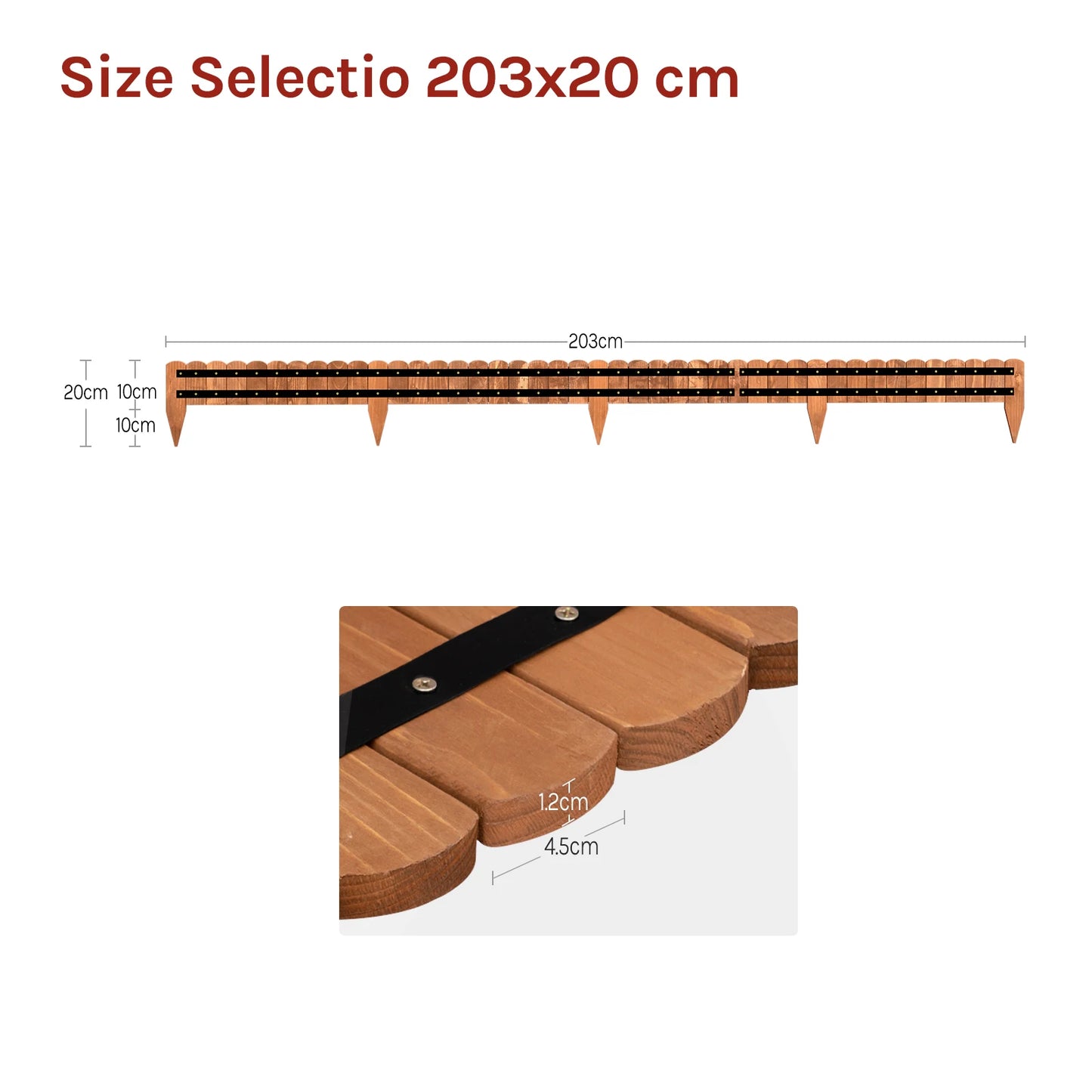 WOLTU 20/35/45/60cm Garden Grass Lawn Edge Wood Flexible Lawn Edging Border Garden Fence for Outdoor Landscape Garden Decoration