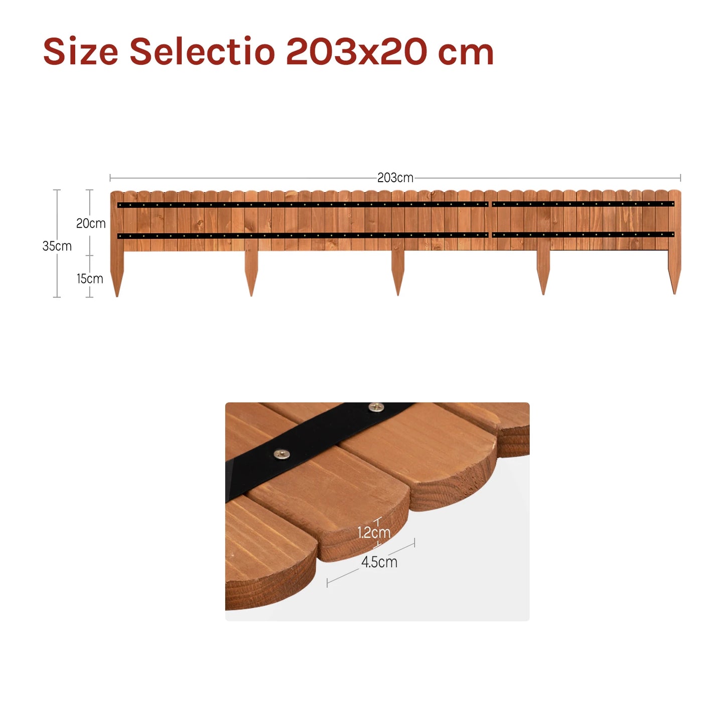 WOLTU 20/35/45/60cm Garden Grass Lawn Edge Wood Flexible Lawn Edging Border Garden Fence for Outdoor Landscape Garden Decoration