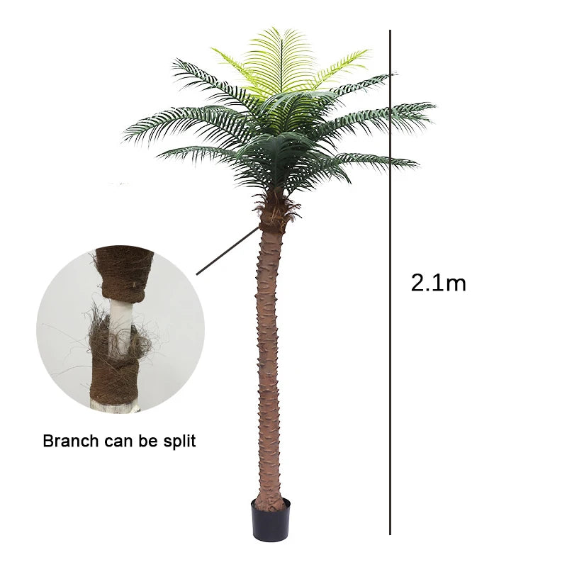 Árbol de coco Artificial de 150/180cm/210cm, plantas verdes grandes, palmera, bonsái, decoración para el hogar, oficina, piso en maceta