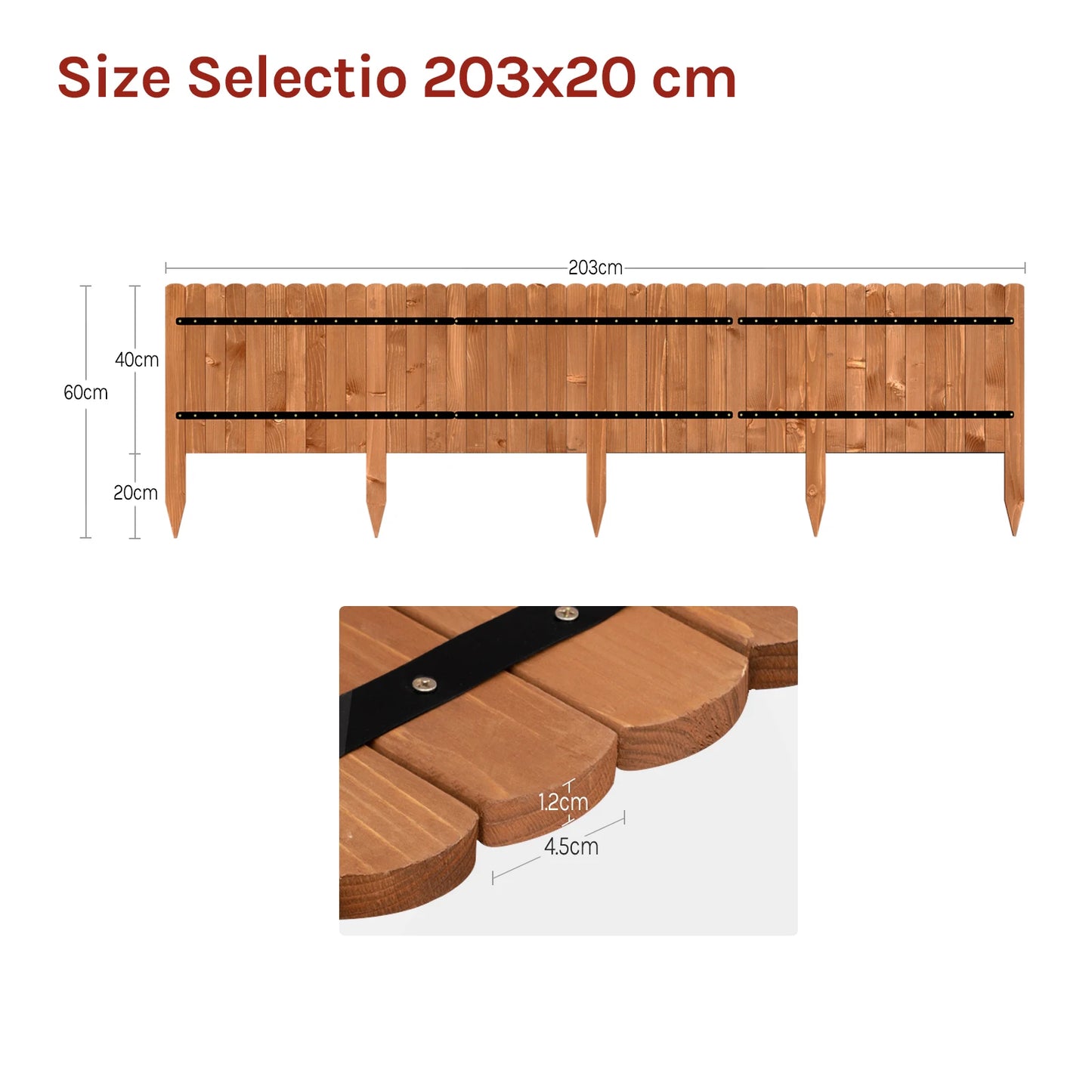 WOLTU 20/35/45/60cm Garden Grass Lawn Edge Wood Flexible Lawn Edging Border Garden Fence for Outdoor Landscape Garden Decoration