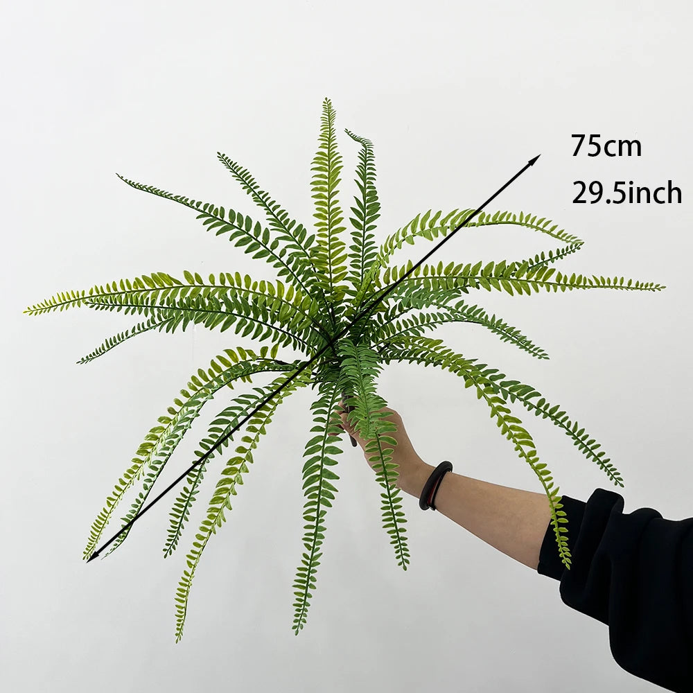 Helecho Artificial grande para exteriores e interiores, planta de helecho Artificial de imitación realista, estilo Boston, para jardín, casi Natural, 1 unidad