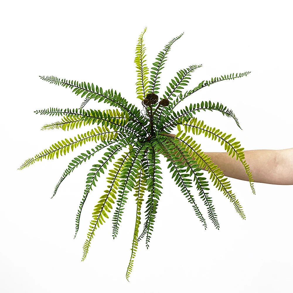 Helecho Artificial grande para exteriores e interiores, planta de helecho Artificial de imitación realista, estilo Boston, para jardín, casi Natural, 1 unidad