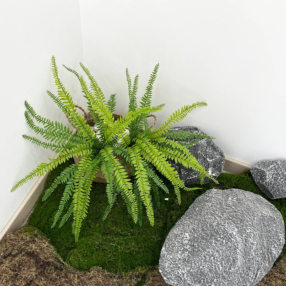 Helecho Artificial grande para exteriores e interiores, planta de helecho Artificial de imitación realista, estilo Boston, para jardín, casi Natural, 1 unidad