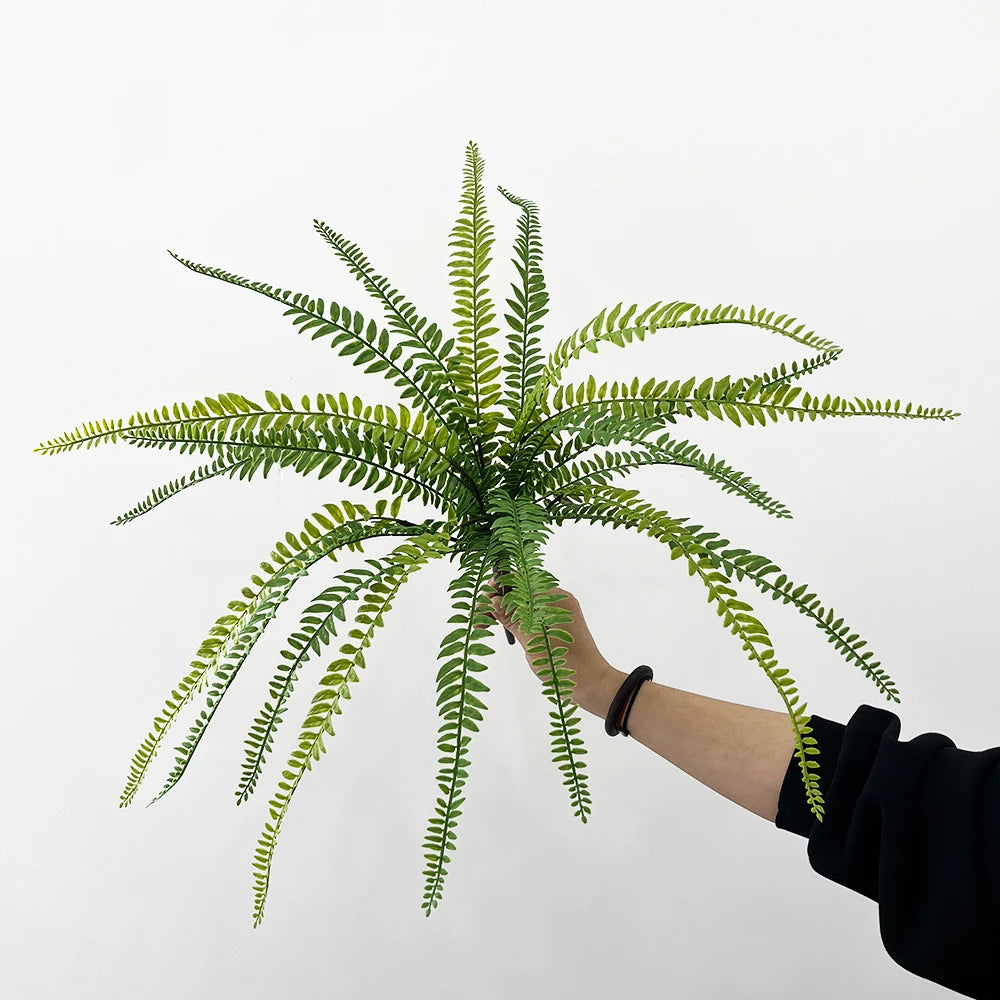 Helecho Artificial grande para exteriores e interiores, planta de helecho Artificial de imitación realista, estilo Boston, para jardín, casi Natural, 1 unidad